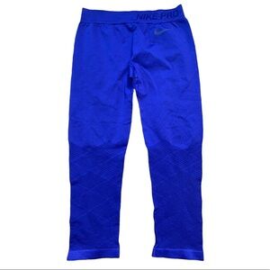 NIKE PRO Dri Fit Crop Capri Leggings With Elastic Waist Blue/Purple Size Small